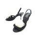 NEUF CHAUSSURES CHANEL SANDALES TALON CAMELIA MATELASSE 37 CUIR NOIR SHOES 1250€