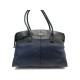 NEUF SAC A MAIN TOD'S D-BAG CUIR GRAINE NOIR & BLEU LEATHER HAND BAG PURSE 2200€