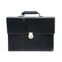 SACOCHE LANCEL SERVIETTE 2 SOUFFLETS EN CUIR NOIR BLACK LEATHER BRIEFCASE 1100€