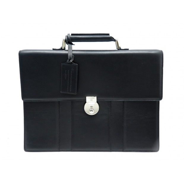 SACOCHE LANCEL SERVIETTE 2 SOUFFLETS EN CUIR NOIR BLACK LEATHER BRIEFCASE 1100€