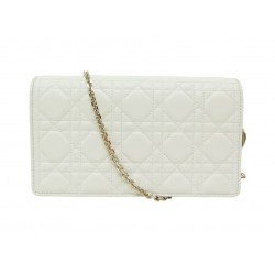 NEUF SAC A MAIN CHRISTIAN DIOR POCHETTE LADY CUIR CANNAGE BLANC HANDBAG 1900€