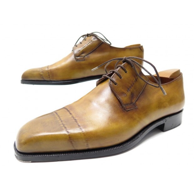 CHAUSSURES BERLUTI CICATRICES 0853 07 41 DERBY BOUT DROIT CUIR GOLD SHOES 1670€