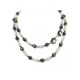 VINTAGE COLLIER SAUTOIR CHANEL CAMELIA PIERRES NOIRES ET STRASS 1970 NECKLACE