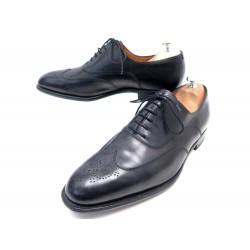 CHAUSSURES HERMES JOHN RICHELIEU BOUT FLEURI 44 EN CUIR NOIR BLACK SHOES 720€