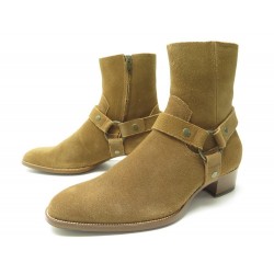 CHAUSSURES SAINT LAURENT BOTTINES WYATT 420090 43 DAIM CAMEL+BOITE SHOES 1150€