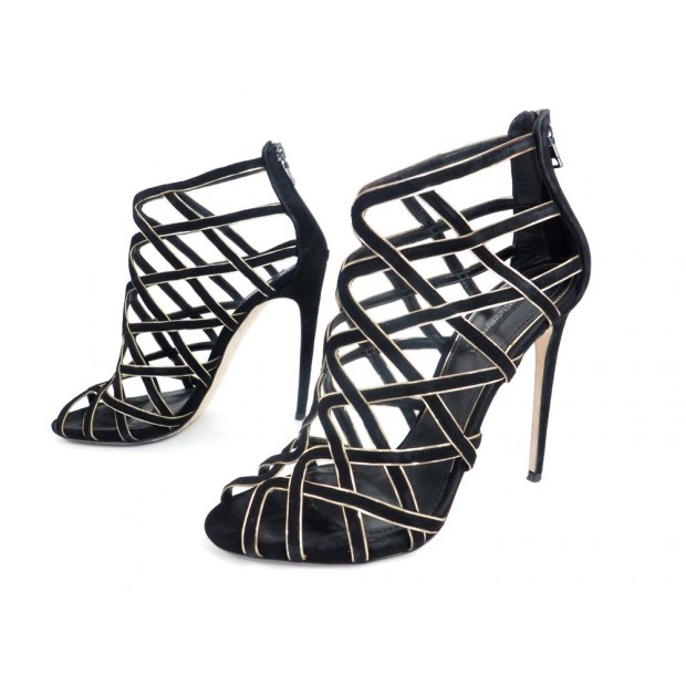 CHAUSSURES DOLCE & GABBANA C17163 SANDALES A TALONS 41 EN DAIM NOIR SHOES 845