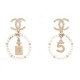 NEUF BOUCLES D'OREILLES CHANEL LOGO CC PERLE FLACON NUMERO 5 DORE EARRINGS 1010€
