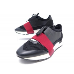 CHAUSSURES BASKETS BALENCIAGA RACE RUNNERS 38 CUIR NOIR BLACK LEATHER SHOES 650€