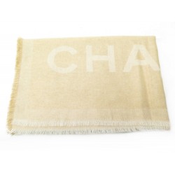 NEUF CHALE ETOLE CHANEL LOGO CC EN CACHEMIRE ET SOIE BEIGE NEW SCARF SHAWL 1240€