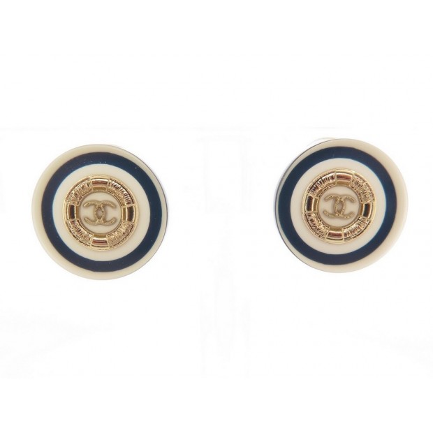 BOUCLES D'OREILLES CHANEL MOTIFS MARINS 2010 LOGO CC BOITE MARINE EARRINGS 560€