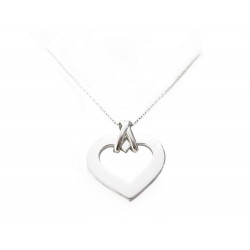 COLLIER GUERIN PENDENTIF COEUR 01231012 EN OR BLANC 18K 4.5GR 45CM GOLD PENDANT