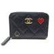 NEUF PORTE MONNAIE CHANEL PIQUE ET COEUR EN CUIR BLEU MARINE NEW COIN PURSE 580€