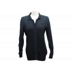 GILET CHANEL CARDIGAN BOUTONS CC 40 M PULL EN COTON NOIR BLACK SHIRT 4970€