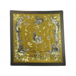 FOULARD HERMES ECUREUILS XAVIER DE PORET EDITION 1966 CARRE 90 SOIE SCARF 460€