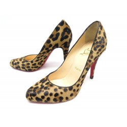 NEUF CHAUSSURES CHRISTIAN LOUBOUTIN DECOLLETE 38 CUIR POULAIN LEOPARD SHOES 830€