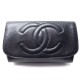 SAC A MAIN POCHETTE CHANEL EN CUIR CAVIAR LOGO CC AVEC MIROR NOIR LEATHER POUCH