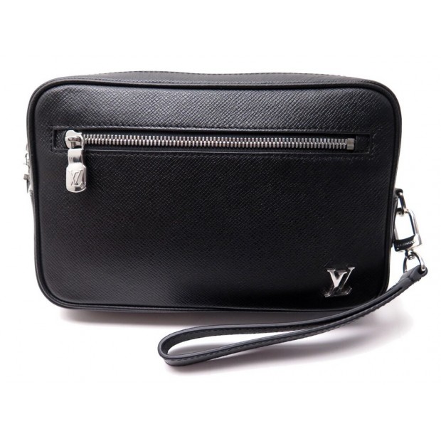 NEUF POCHETTE LOUIS VUITTON KASAI M30441 EN CUIR TAIGA NOIR LEATHER POUCH 1250€