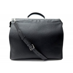 NEUF SAC A MAIN FENDI PEEKABOO 7VA354 CUIR GRAINE NOIR XL BANDOULIERE BAG 4500€