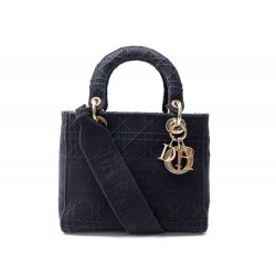 SAC A MAIN DIOR LADY D-LITE MEDIUM BANDOULIERE TOILE NOIR HAND BAG PURSE 3900€