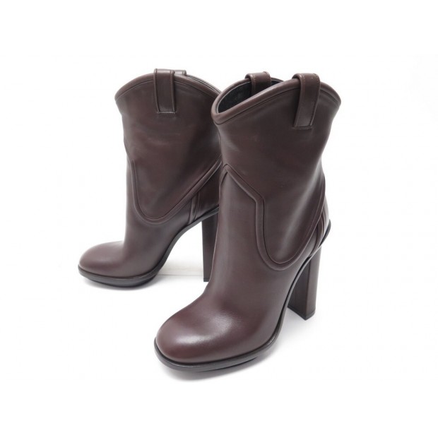 NEUF CHAUSSURES BOTTINES GUCCI 270515 RUNWAY 36 EN CUIR CHOCOLAT NEW BOOTS 1185€