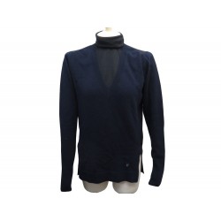 NEUF PULL COL ROULE LOUIS VUITTON S 36 EN CACHEMIRE ET LAINE BLEU MARINE 790€