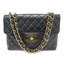 VINTAGE SAC A MAIN CHANEL CLASSIQUE TIMELESS JUMBO EN CUIR NOIR BAG 10900€