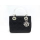 SAC A MAIN CHRISTRIAN DIOR LADY MINI EN TOILE NOIR CANNAGE LOGO STRASS BAG 4300€