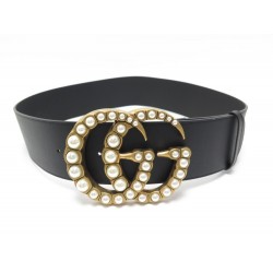 CEINTURE GUCCI GG MARMONT XXL PERLES 453261 EN CUIR NOIR T 100 CM BELT 1135€