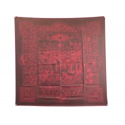 NEUF FOULARD HERMES CAVALCADE DE MAI CARRE 90 CM EN SOIE ROUGE NEW SCARF 460€