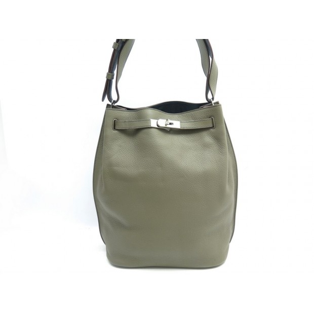 SAC A MAIN HERMES SO KELLY 26 2011 SEAU CUIR CLEMENCE KAKI KHAKI HAND BAG 4600€