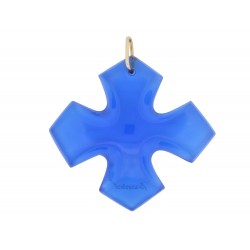 PENDENTIF BACCARAT CROIX OCCITANE EN CRISTAL BLEU POUR COLLIER PENDANT CROSS