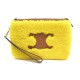 NEUF POCHETTE CELINE TRIOMPHE SHEARLING EN FAUSSE FOURRURE & CUIR POUCH 599€