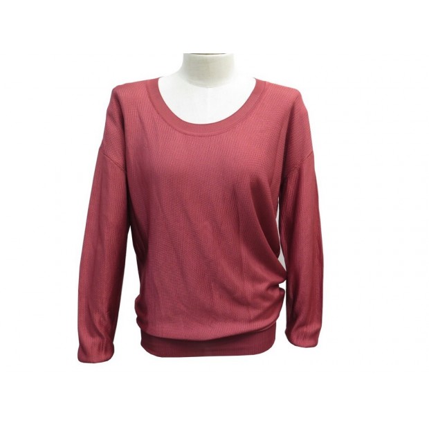 NEUF PULL HAUT LANVIN ML FANTAISIE DRAPE JAUGE XS 34 EN VISCOSE ROUGE SWEAT 895€