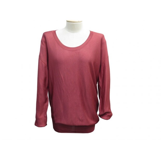 NEUF PULL HAUT LANVIN ML FANTAISIE DRAPE JAUGE M 38 EN VISCOSE ROUGE SWEAT 895€