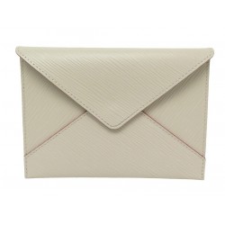 NEUF POCHETTE LOUIS VUITTON ENVELOPPE INVITATION CUIR EPI BEIGE LEATHER POUCH