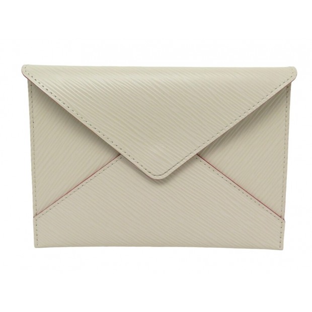 NEUF POCHETTE LOUIS VUITTON ENVELOPPE INVITATION CUIR EPI BEIGE LEATHER POUCH