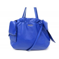 SAC A MAIN PRADA CABAS FIOCCO BOW PJC168215F956 CUIR BLEU BANDOULIERE BAG 1500€