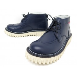 NEUF CHAUSSURES AKTYON KICKERS X ADIEU PARIS 10 44 EN CUIR BLEU NAVY BOOTS 249€