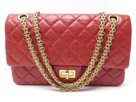 sac a main chanel 2.55 mademoiselle mm en cuir rouge