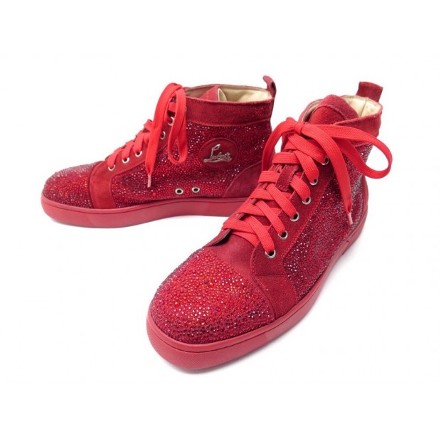 BASKETS CHRISTIAN LOUBOUTIN BIP BIP 42 EN DAIM & STRASS HIGH TOP SNEAKERS 995€