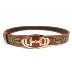 CEINTURE GUCCI MORS 146442 TAILLE 85 EN TOILE ET CUIR ORANGE CANVAS BELT 340€