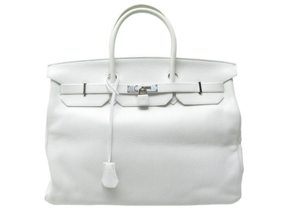 sac a main hermes birkin 40 en cuir togo blanc