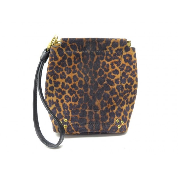 SAC POCHETTE JEROME DREYFUSS CLIC CLAC S SOFT LEOPARD EN CROUTE BAG POUCH 280€