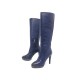 BOTTES CHANEL G30406 A TALONS 38 CUIR BLEU CHAINE ENTRELACEE LOGO CC BOOTS 1250€