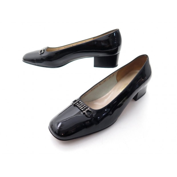 CHAUSSURES SALVATORE FERRAGAMO MOCASSINS FILIGRANA 9.5B 40 CUIR NOIR SHOES 695€