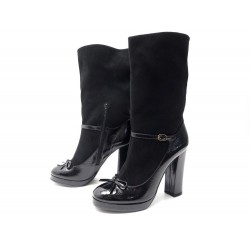 NEUF CHAUSSURES MARC BY MARC JACOBS 39 BOTTINES DAIM & CUIR NOIR BOOTS 595€