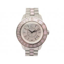 MONTRE DIOR CHRISTAL CD113110 QUARTZ 33 MM ACIER PALLADIE DIAMANTS WATCH 4490€