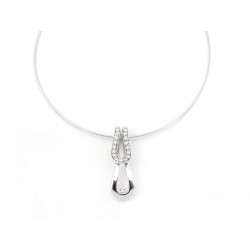 COLLIER OR BLANC 18K PENDENTIF SENSUALITY PERLE D'EAU 21 DIAMANTS 0.62CT 1520€