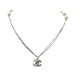 COLLIER CHANEL PENDENTIF LOGO CC STRASS & PERLES METAL ARGENTE NECKLACE 1400€