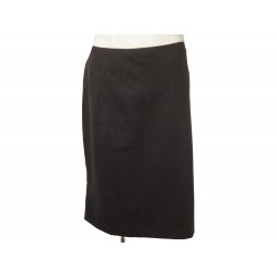 JUPE HERMES DROITE TAILLE 40 M EN LAINE CACHEMIRE MARRON BROWN WOOL SKIRT 1300€